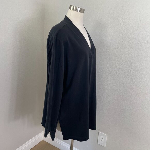 Isaac Mizrahi Live Essentials Womens Plus 3X Black 3/4 Sleeve Pima Tunic Top - Picture 3 of 11